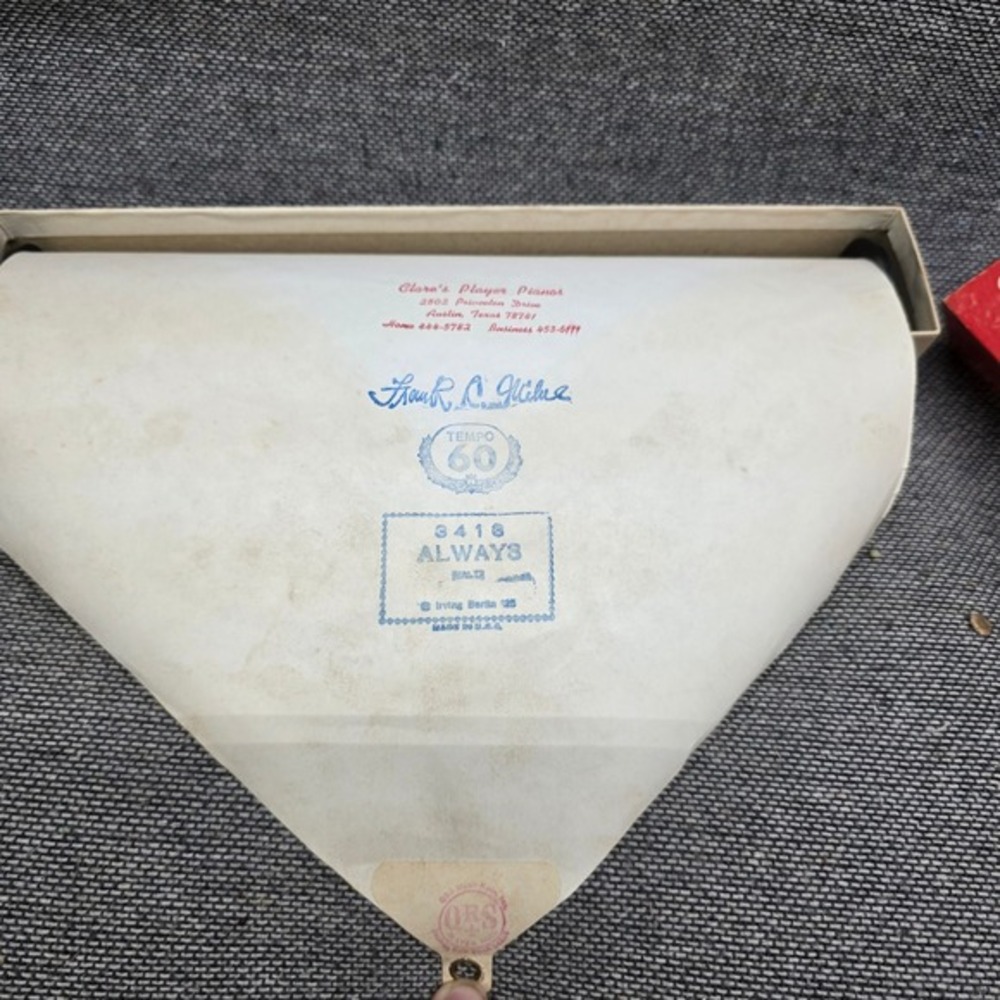 QRS Player Piano Word Roll‎ Always Irving Berlin 3413 Frank Milne Waltz Vintage
